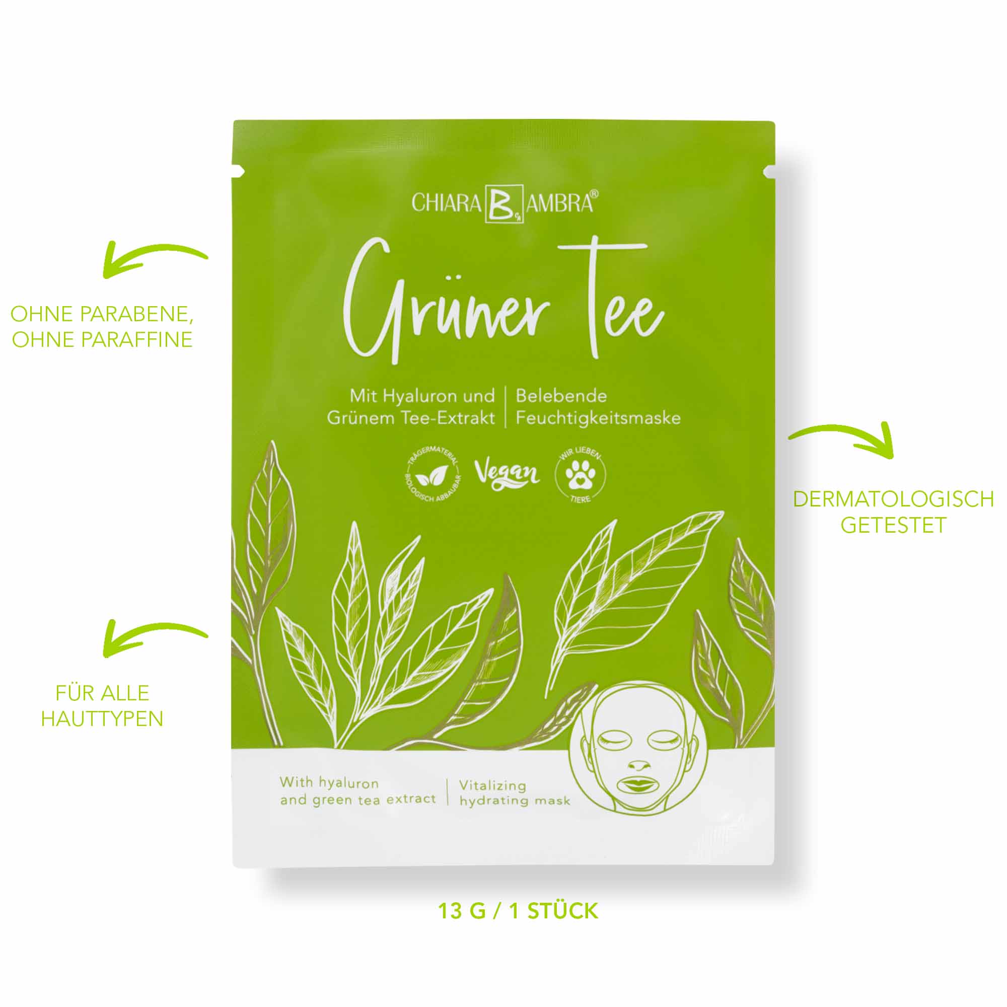 CHIARA AMBRA® Tuchmaske Grüner Tee