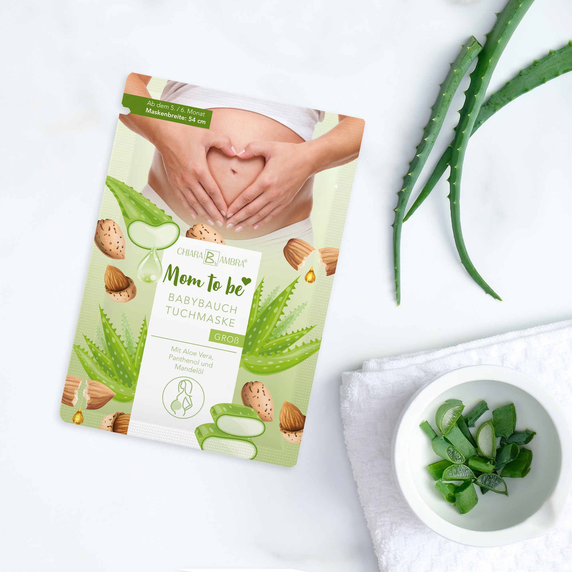 CHIARA AMBRA ® Babybauch Tuchmaske, groß ab dem 5./6. Monat - Vorteilspack 3 Stück